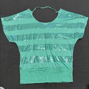 Women’s Sequin Stripe Mint Green Top